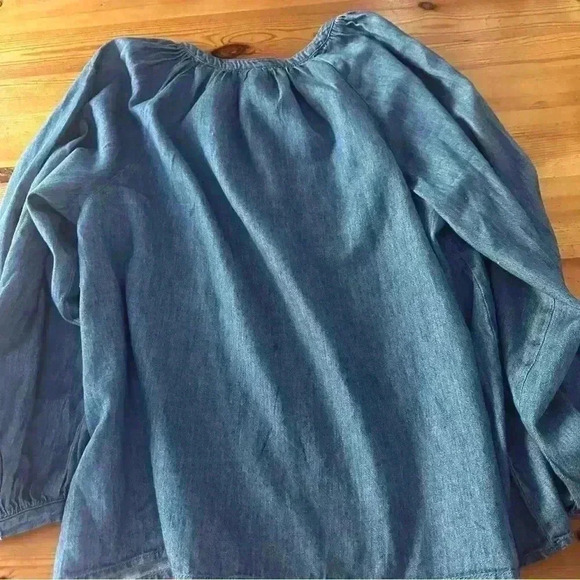 NWT old navy long sleeve chambray denim peasant top women L - Picture 10 of 10